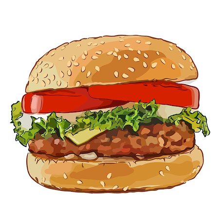 big burger with fried chops fast food Foto de stock - Super Valor sin royalties y Suscripción, Código: 400-08976494