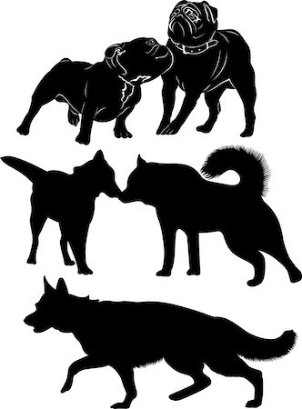 simsearch:400-08976828,k - dogs. Dogs black silhouette isolated. Bulldog. pug. Shepherd. Like. Malamute Stock Photo - Budget Royalty-Free & Subscription, Code: 400-08976828