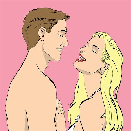pustovit (artist) - Man and woman couple in love sex. Hand drawing color illustration Fotografie stock - Microstock e Abbonamento, Codice: 400-08976858