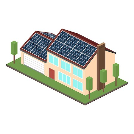 solar panels business - Icon isometric house with solar panels. Vector illustration Stock Photo - Budget Royalty-Free & Subscription, Code: 400-08976887
