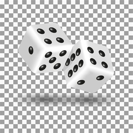 White dice with black dots and shadow. Sport icon in 3D style, vector illustration. Stockbilder - Microstock & Abonnement, Bildnummer: 400-08976904