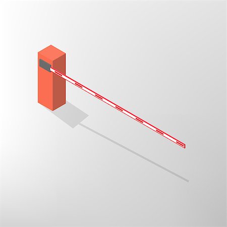 simsearch:400-05317345,k - The barrier isolated on white background. Crossbar for opening and closing the way at level crossings. Flat 3D isometric style, vector illustration. Stockbilder - Microstock & Abonnement, Bildnummer: 400-08976906