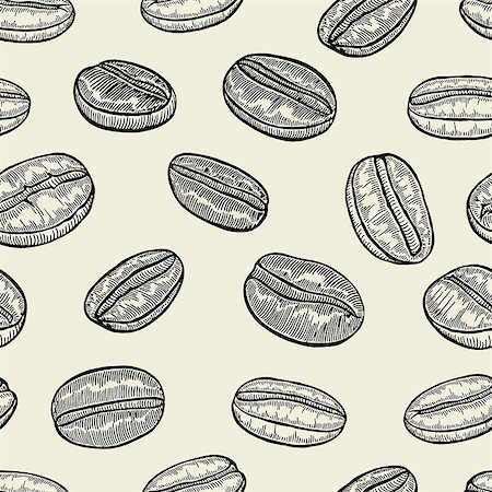 pictures of coffee beans and berry - Coffee. Vector seamless pattern. Vintage style illustration Foto de stock - Super Valor sin royalties y Suscripción, Código: 400-08976948