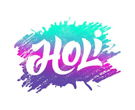 fun happy colorful background images - Colorful artistic badge with text for Holi festival decoration. Vector banner design for celebration of traditional Indian spring holiday. Foto de stock - Super Valor sin royalties y Suscripción, Código: 400-08977020