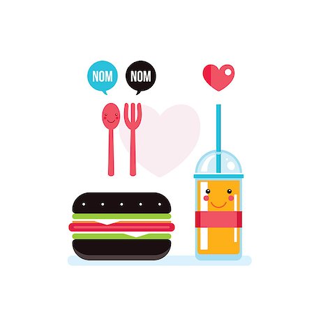 simsearch:400-08977333,k - Hamburger and glass of juice Food banner Vector illustration Stock Photo - Budget Royalty-Free & Subscription, Code: 400-08977057