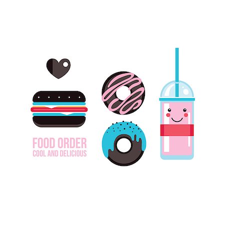 simsearch:400-08977333,k - Delicious hamburger donuts and drink Food banner Vector illustration Stock Photo - Budget Royalty-Free & Subscription, Code: 400-08977058
