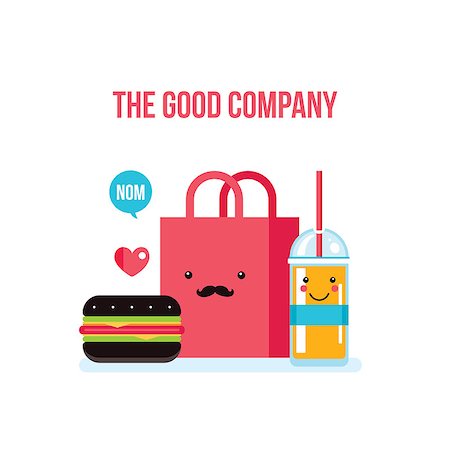 simsearch:400-08977333,k - Delicious hamburger juice and bag Food order concept banner Vector illustration Stock Photo - Budget Royalty-Free & Subscription, Code: 400-08977059