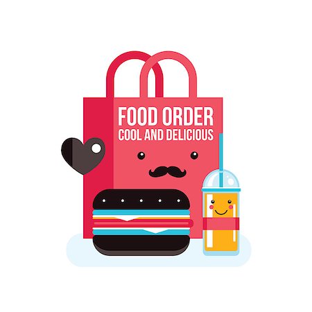 simsearch:400-08977333,k - Delicious hamburger juice and bag Food order concept banner Vector illustration Stock Photo - Budget Royalty-Free & Subscription, Code: 400-08977053