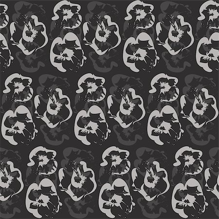 Seamless outline black and gray floral pattern Stock Photo - Budget Royalty-Free & Subscription, Code: 400-08977146
