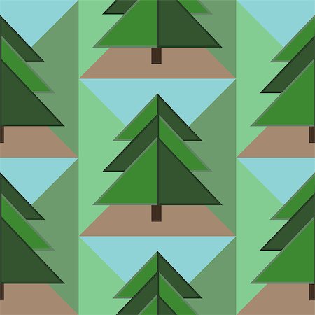 Good Seamless Pattern with Green Firs, Brown Ground and Blue Sky Elements Stock Photo - Budget Royalty-Free & Subscription, Code: 400-08977150