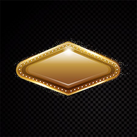 simsearch:400-09081846,k - Vector Vegas golden frame. Shining banner. Isolated on black transparent background Vector illustration Stock Photo - Budget Royalty-Free & Subscription, Code: 400-08977199