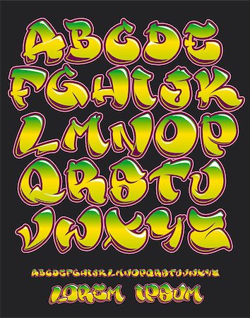 photojope (artist) - Vectorial font in graffiti hand written style. Capital letters alphabet. Fully customizable colors. Photographie de stock - Aubaine LD & Abonnement, Code: 400-08977208