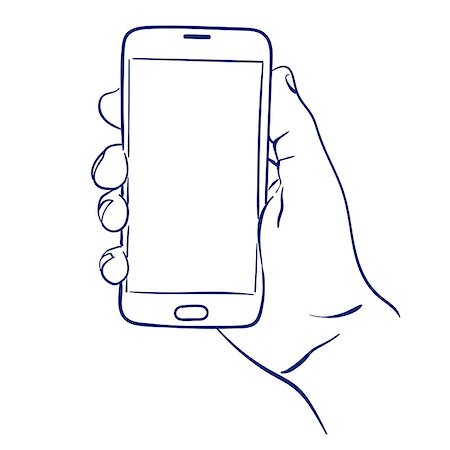 doodle hand drawn sketch smartphone in hand use Foto de stock - Super Valor sin royalties y Suscripción, Código: 400-08977234