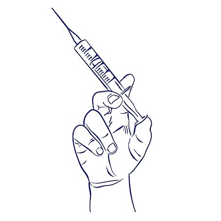 simsearch:400-05205121,k - doodle hand drawn sketch syringe in hand for injection Fotografie stock - Microstock e Abbonamento, Codice: 400-08977235
