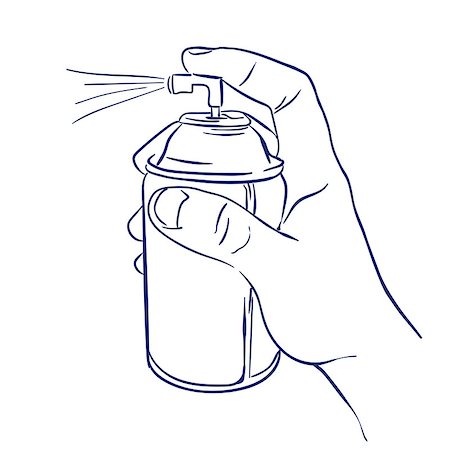 doodle hand drawn sketch aerosol spray in hand spraying Foto de stock - Super Valor sin royalties y Suscripción, Código: 400-08977230