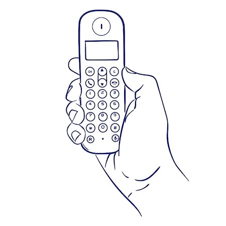 doodle hand drawn sketch cordless phone in hand Foto de stock - Super Valor sin royalties y Suscripción, Código: 400-08977232