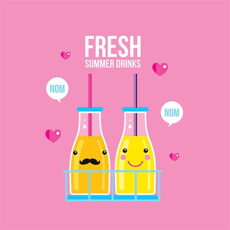 simsearch:400-08977333,k - Bottles of smoothie and juice Fresh summer drink Vector illustration Stock Photo - Budget Royalty-Free & Subscription, Code: 400-08977325