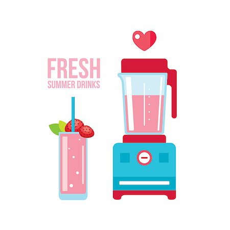 simsearch:400-08977333,k - Fresh smoothie and blender Summer drinks Vector illustration Stock Photo - Budget Royalty-Free & Subscription, Code: 400-08977326