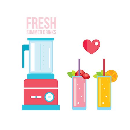 simsearch:400-08977333,k - Fresh smoothie and blender Summer drinks Vector illustration Stock Photo - Budget Royalty-Free & Subscription, Code: 400-08977328