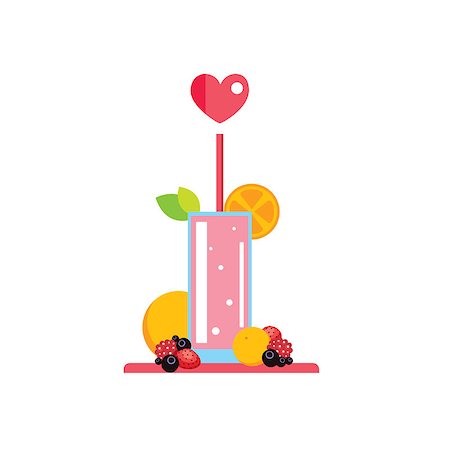 simsearch:400-08977333,k - Fresh summer drink Smoothie Juice Cocktail with fruits and berries Vector illustration Stock Photo - Budget Royalty-Free & Subscription, Code: 400-08977329