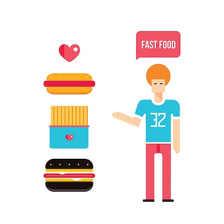 Young man and Fast food icons set Vector illustration Stock Photo - Budget Royalty-Free & Subscription, Code: 400-08977335
