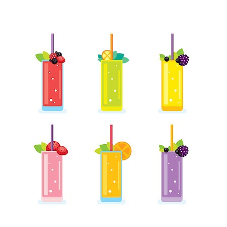 simsearch:400-08977333,k - Fresh summer drinks Smoothie and Juice glasses Vector illustration Stock Photo - Budget Royalty-Free & Subscription, Code: 400-08977330