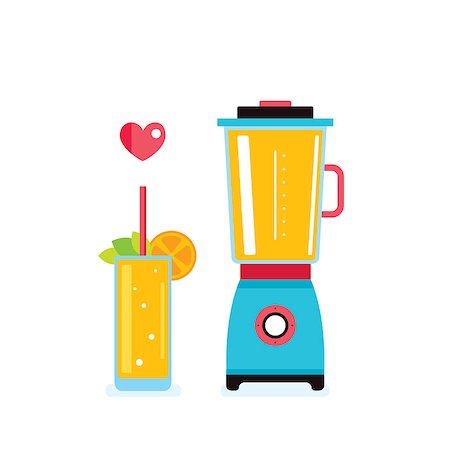 simsearch:400-08977333,k - Blender and fresh smoothie juice in the glass Vector illustration Stock Photo - Budget Royalty-Free & Subscription, Code: 400-08977333