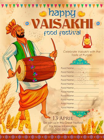 illustration of Happy Vaisakhi Punjabi festival celebration background Stock Photo - Budget Royalty-Free & Subscription, Code: 400-08977496