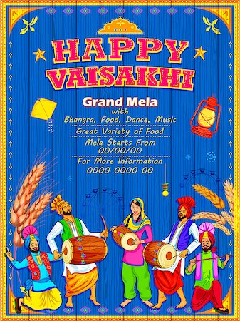 illustration of Happy Vaisakhi Punjabi festival celebration background Stock Photo - Budget Royalty-Free & Subscription, Code: 400-08977497