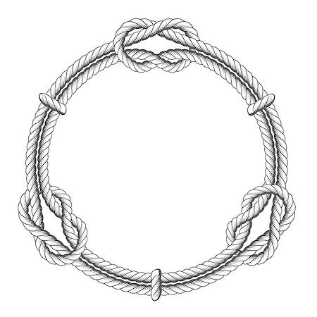 simsearch:400-05888573,k - Twisted rope circle - round frame with knots Photographie de stock - Aubaine LD & Abonnement, Code: 400-08977519