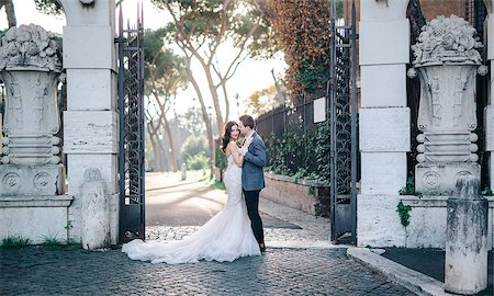 Fine art boho wedding walk in Rome italy park film photography Stock Photo - Budget Royalty-Free & Subscription, Code: 400-08977673