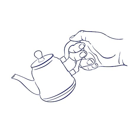 doodle hand drawn sketch keep teapot in hand Foto de stock - Super Valor sin royalties y Suscripción, Código: 400-08977859