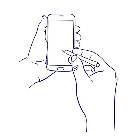 doodle hand drawn sketch smart phone control with stylus Photographie de stock - Aubaine LD & Abonnement, Code: 400-08977864