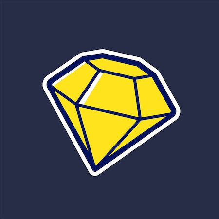 simsearch:400-08934242,k - Shiny diamond in outline cartoon style isolated on dark background. Vector gem icon or pop brilliant sticker Stock Photo - Budget Royalty-Free & Subscription, Code: 400-08977903