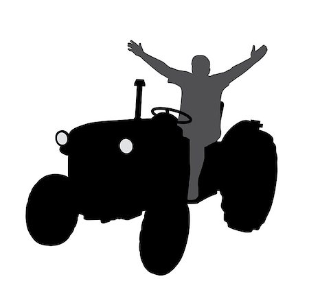 Illustration of a successful happy farmer on tractor with his hands up. Isolated white background. EPS file available. Stock Photo - Budget Royalty-Free & Subscription, Code: 400-08977970