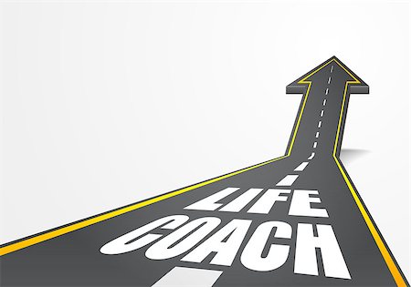 detailed illustration of a highway road going up as an arrow with Life Coach text, eps10 vector Stock Photo - Budget Royalty-Free & Subscription, Code: 400-08977985