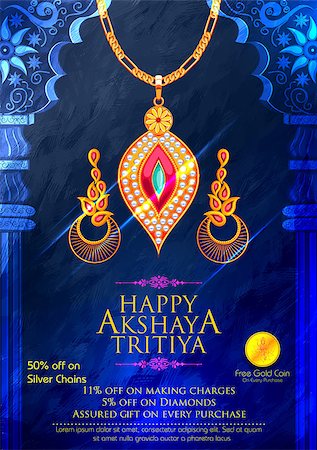 simsearch:400-08977498,k - illustration of Akshaya Tritiya celebration jewellery Sale promotion Foto de stock - Super Valor sin royalties y Suscripción, Código: 400-08978082
