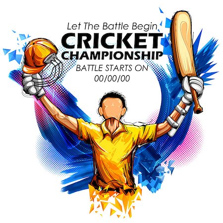 illustration of batsman playing cricket championship sports Stock Photo - Budget Royalty-Free & Subscription, Code: 400-08978121