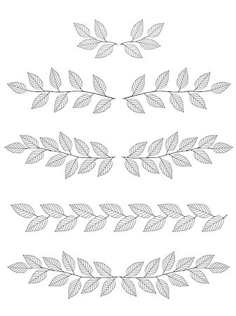 hand drawn dividers set of branches with leaves Stock Photo - Budget Royalty-Free & Subscription, Code: 400-08978135