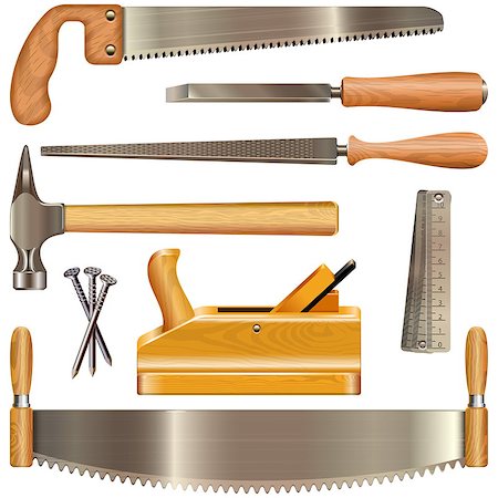 simsearch:400-09064850,k - Vector Carpentry Tools isolated on white background Foto de stock - Super Valor sin royalties y Suscripción, Código: 400-08978144