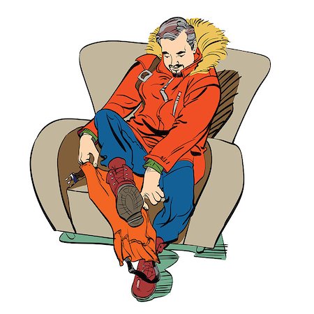 pustovit (artist) - male polar wears boots overshoes. Caricature cartoon style hand drawn color illustration Fotografie stock - Microstock e Abbonamento, Codice: 400-08978152