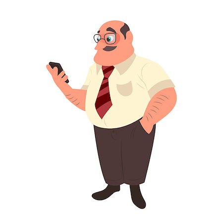 simsearch:400-06179023,k - Man with a mustache using his smart phone. Office worker in glasses vector illustration. Photographie de stock - Aubaine LD & Abonnement, Code: 400-08978200