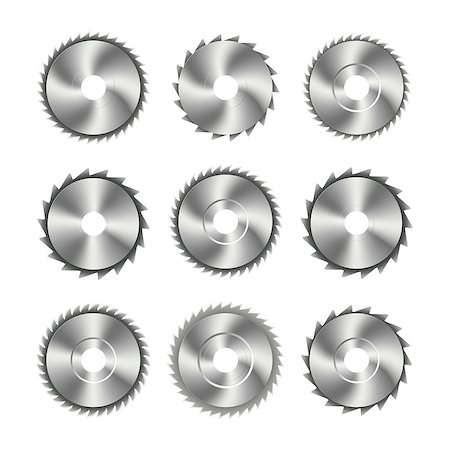 simsearch:400-03909659,k - A set of different photo realistic steel blade for circular saws, tool design elements, isolated on white background, vector illustration. Stockbilder - Microstock & Abonnement, Bildnummer: 400-08978219