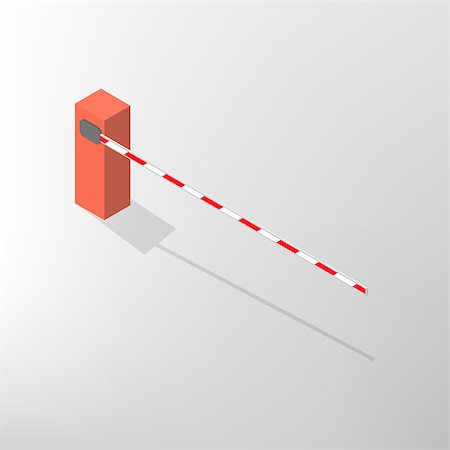 simsearch:400-05317345,k - The barrier isolated on white background. Crossbar for opening and closing the way at level crossings. Flat 3D isometric style, vector illustration. Stockbilder - Microstock & Abonnement, Bildnummer: 400-08978222