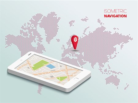 Vector Isometric smartphone with map navigation app and geotag symbol, technology flat 3d isometry, location concept Stock Photo - Budget Royalty-Free & Subscription, Code: 400-08978236