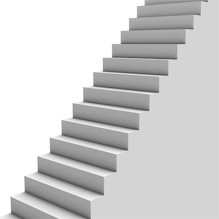 Contrasting gray staircase leading up. White background. 3d illustration Stock Photo - Budget Royalty-Free & Subscription, Code: 400-08978278