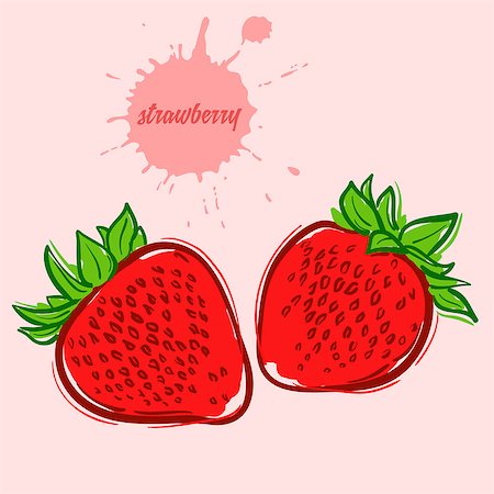 hand draw of strawberry vector illustration of isolated colorful Foto de stock - Super Valor sin royalties y Suscripción, Código: 400-08978323