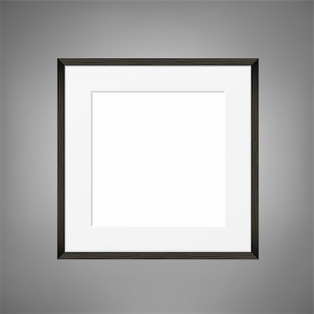 Square Blank picture frame template on grey wall. Realistic black frame Photographie de stock - Aubaine LD & Abonnement, Code: 400-08978333