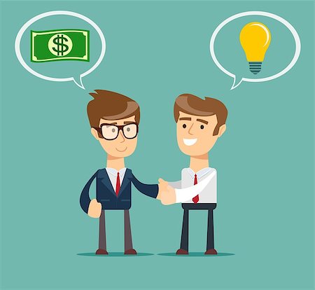 shaking hands investment - Two businessmen shaking hands to seal an agreement. Vector illustration for business design and infographic Stock Photo - Budget Royalty-Free & Subscription, Code: 400-08978344