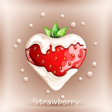 simsearch:400-08977333,k - Fresh strawberry in cream on colorful background. Vector illustration. Stock Photo - Budget Royalty-Free & Subscription, Code: 400-08978390